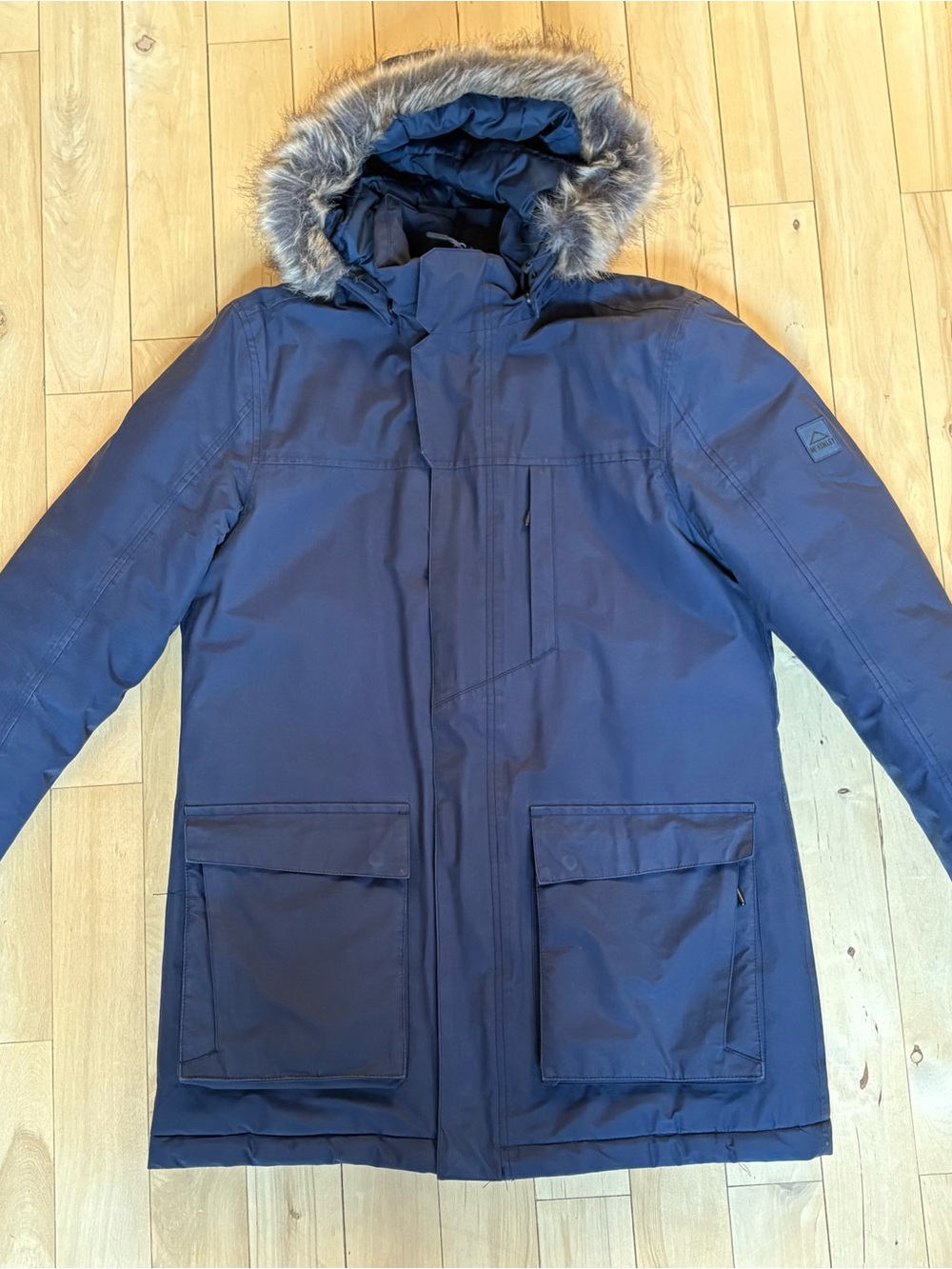 Men's Navy Ski Parka with Faux-Fur Hood
